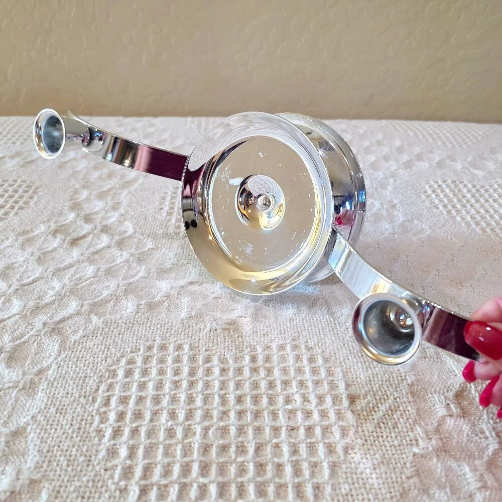 Vintage Silver Wedding Unity Candle Holder Home Decor Pillar Taper Candle Holder